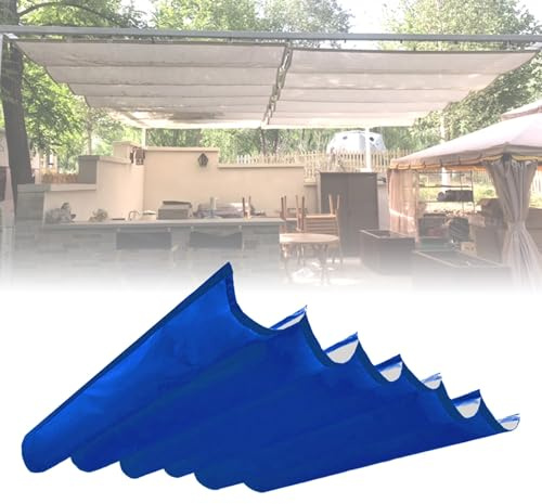 Tenda a baldacchino retrattile per pergola, copertura telescopica per patio, veranda, gazebo e posto auto coperto, facile da montare con kit di montaggio (blu, 1,5 x 7 m)