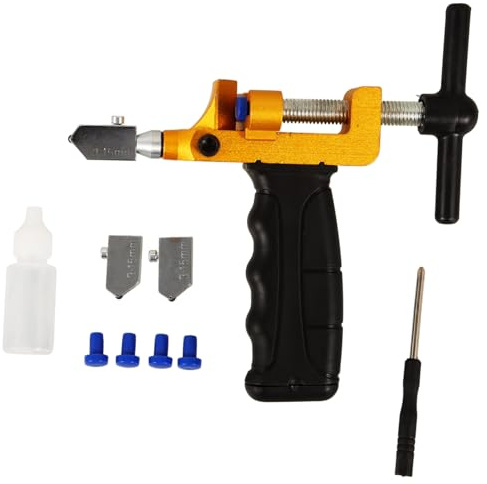 OUNONA Taglierina per Vetro in Metallo Professionale Manico Antiscivolo Ergonomico Risparmio Fatica Compatta e Portatile per Piastrelle e Vetri