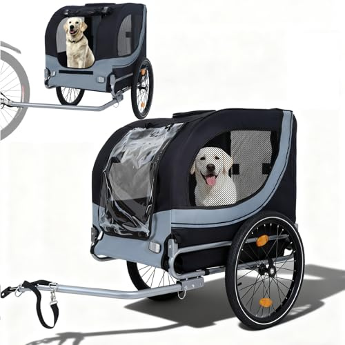 EVGTTI Heavy Duty Dog Bike Trailer for Large Dogs, 132 lbs Pet Bicycle Carrier with Easy Folding Frame, Quick Release Wheel & Universal Coupler, Includes Safety Reflector, Flag and Internal Leash