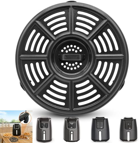InYoHui Air Fryer Tray Compatible with AF100UK 3.8L AF160UK 5.2L AF150 8.2 Inch Round Air Fryer Grill Plate Crisper Pan Rack with Handle Non Stick Coated Air Fryer Accessories Parts