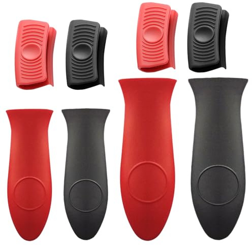 Gkhlg 8 Pcs Silicone Pan Handle Covers Heat Resistant Hot Grips Non-Slip Cast Iron Handle Cover Pot Holders for Home Cooks Prevent Burns While Cooking on Stovetops Ovens