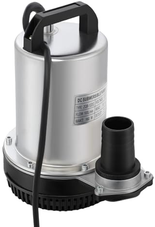 Submersible Water Pump 12V Dc, High Power Water Pump with 8M/26.25ft Delivery Lift, 6000L/H Flow Rate Submersible Pondpump for Garden Farm Irrigation, Pond Reservoir Water Pumping