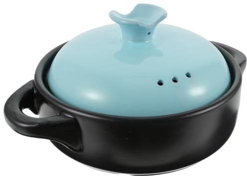 PRETYZOOM Olla Multifuncional de 1800ml de Cerámica para Estofado Resistente Presión Desgaste, Cazuela Azul para Cocina Casera en Restaurante o Tienda de Alimentos