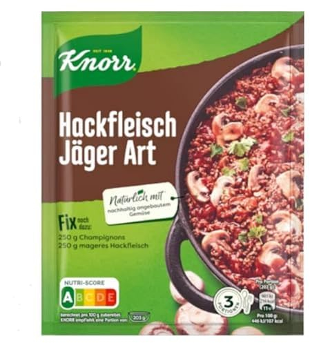 Knorr Fix Würzmischung Hackfleisch Jäger Art für ein leckeres Gericht mit Hackfleisch ohne geschmacksverstärkende Zusatzstoffe 36 g 1 Stück
