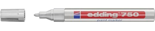 edding 750 Lackmarker - silber - 1 Stift - Rundspitze 2-4 mm - Lackstift zur Markierung und Beschriftung von Metall, Glas, Stein oder Kunststoff - hitzebeständig, permanent, wisch- und wasserfest