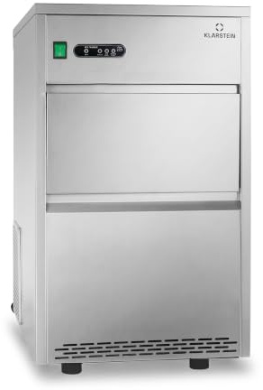 Klarstein ICE3-Powericer-XXL - Máquina de hielo industrial (160 W, 25 Kg/día, 6 kg, sistema eficaz, revestimiento insípido, muy silencioso, compresor de alto rendimiento, plata