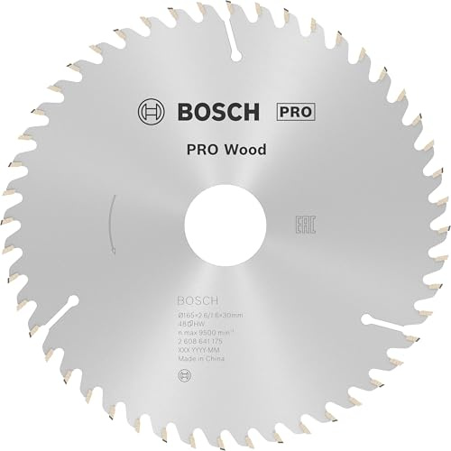 Bosch 1x PRO Wood Kreissägeblatt, 165 x 2,6 x 30 mm, T48 | für Weichholz, Hartholz, Ø 165 mm, Professional Zubehör kabelgebundene Handkreissägen