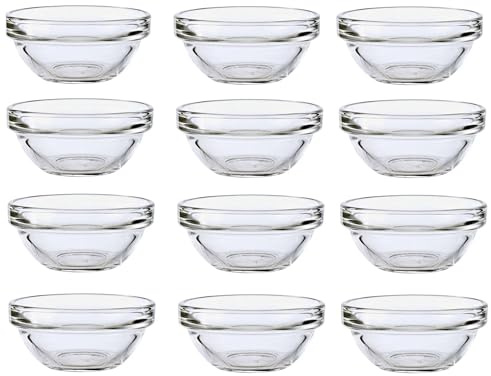 Luminarc Set of 12 Glass Dip Bowls Sauce Condiment Stacking Serving Dishes 6cm x 3cm