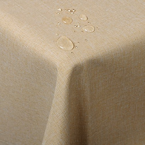 WOLTU Leinenoptik Tischdecke Abwaschbar Eckig, Sand 135x200 cm | Tischtuch Wasserabweisend mit Lotuseffekt,Schmutzabweisend, Pflegeleicht, Dauerhaft, Kratzfest