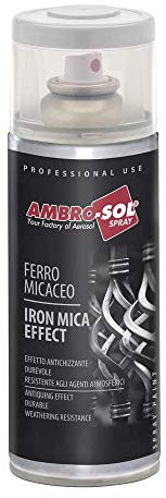 Ambro-Sol V400MIC2 Smalto / Vernice Effetto Ferro Micaceo, Ideale per Verniciare Interni, Esterni e Complementi d’Arredi, Bomboletta Spray in Banda Stagnata Riciclabile 400 ml, Grigio Chiaro