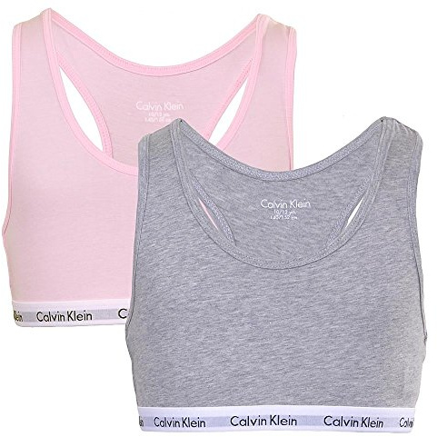 Calvin Klein Mädchen 2er Pack Bralettes Stretch, Mehrfarbig (Grey Heather/Unique), 10-12 Jahre