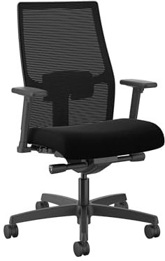 HON Ignition 2.0 Mid Back Task Chair, Advanced Synchro-Tilt Control, Office Chair with Lumbar Support, Height and Width Adjustable Arms, Black Frame, Black
