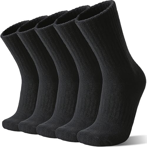 Sandsuced Womens Merino Wool Socks Thermal Warm Winter Thick Hiking Walking Cozy Heavy Comfy Socks Crew Work Boot Socks 5 Pairs