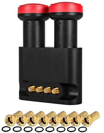 Megasat LNB Monoblocco Quad Astra Hotbird 4 uscite 0,1 dB Full HD 3D 4K + 8 spine F oro