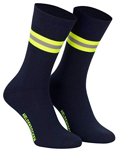 PACOTEX Heldensocken marineblau gelb-silber-gelb - Paar - für Helden des Alltags bei Feuerwehr Rettungsdienst und Hilfsorganisationen