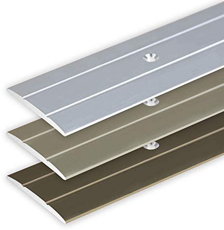 Toolerando Übergangsprofil Übergangsleiste Bodenleiste aus Aluminium zum Schrauben, Profil 90 cm x 36 mm x 2,5 mm, Silber