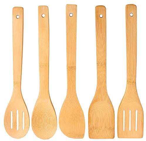 5 Pieces Kitchen Utensils Set Tools Cooking Tools Salad Turner Spatula Slotted Spatula Spoon Camping Cookware for Non-Stick Pans Healthy Non Scratch Dishwasher Safe