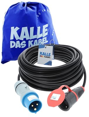 KALLE DAS KABEL CEE Stecker auf Schuko Kupplung 3G 1,5mm² 230V 16A 20 Meter | Adapterleitung Kalle Blue Camping Wohnmobil Caravan Landstrom Baustelle Outdoor robust flexibel langlebig
