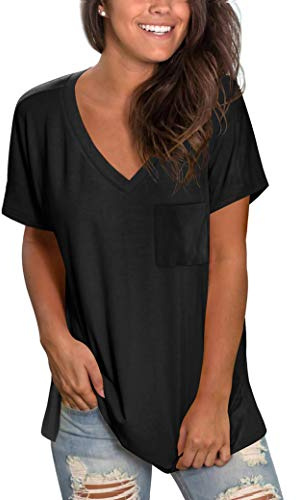 MOLERANI été t-Shirts pour Femmes col en V Basique Hauts à Manches Courtes Ample Blouses décontractées