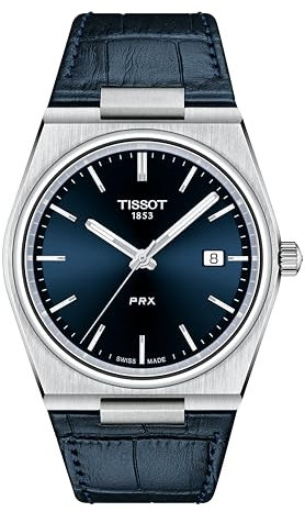 Tissot PRX Men's Watch Blue Leather Strap T137.410.16.041.00 Steel