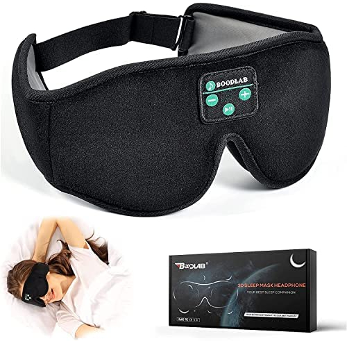 Schlafmaske mit Bluetooth-Kopfhörern, Boodlab 3D-Bluetooth-Schlafmaske mit ultradünnen Lautsprechern, kabellose, waschbare Schlafkopfhörer für Schlaflosigkeit, Meditation, Reisen, Gadget-Geschenk