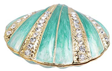 Cabilock Schmuckaufbewahrungsbox aus Legierung mit Muschelmotiv Grün | Ohrringe und Perlen, für Schrank oder Schublade, Schmuckkästchen für Damen