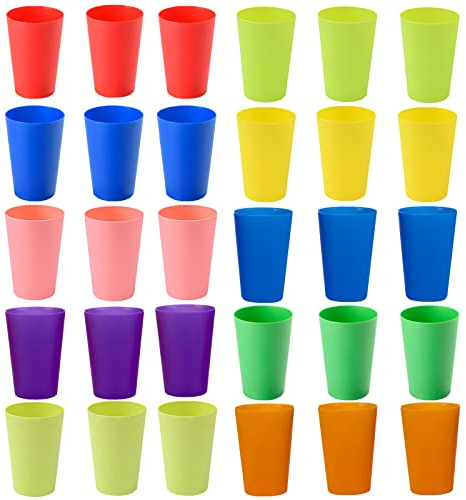 PALUDO 30 Pezzi Bicchieri di Plastica Riutilizzabili - 260 ml Bicchieri Plastica Colorati - Tazza di Plastica Acqua Infrangibile - per Bambini Feste Picnic Campeggio Viaggi Cucina (10 Colori)