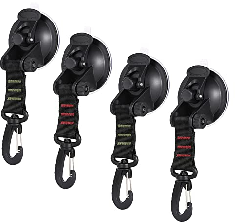 ventouse carrosserie,Ancre à Ventouse,Ventouses D'ancrage, Ancre à Ventouse Robuste avec Fixation du Crochet d'Arrimage,Ventouse avec Crochet pour Tentes Auvents Bâche de Camping Accessoire(4 pièces)