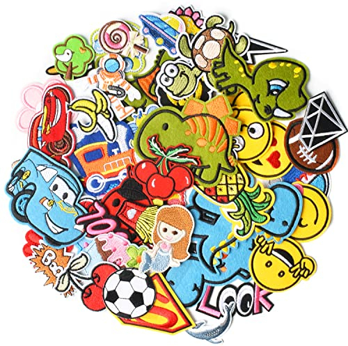 TXSN 70 Stück bestickte Aufnäher zum Aufbügeln, zufällig sortierte Stile, dekorative Aufnäher für Kleidung, Hosen, Rucksäcke, Hüte, Jeans, DIY-Zubehör.
