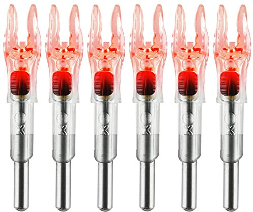 KEAUP Lot de 6 encoches Lumineuses pour flèches avec Douilles .204 .233 .244 .246 H, S, GT, Interrupteur Marche/arrêt, Rouge