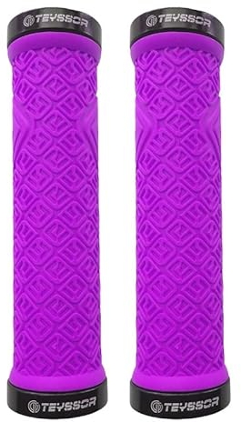 RaamKa Fahrradgriffe Mountainbike-Griffe, doppelte Verriegelung beim Sperren von Fahrradlenksleisten for MTB, Bergab Fahrrad Griffe (Color : Purple)