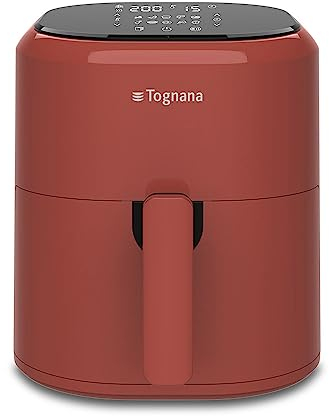 Tognana Iridea, Friggitrice ad aria 4,5 L con contenitore e griglia antiaderente e display digitale, rosso mela