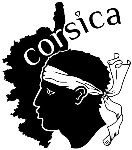 Sticker Corse, Stickers Auto Corsica, Autocollant Tete de Maure, Vinyle haute performance pour Voiture (11 x 12 cm, 1 - noir profond)