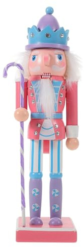 Amosfun Figuras De Cascanueces De Navidad De Color Rosa Adornos De Cascanueces De Madera Bastón De De Navidad Estatuilla De Soldado Cascanueces para Decoraciones Navideñas De