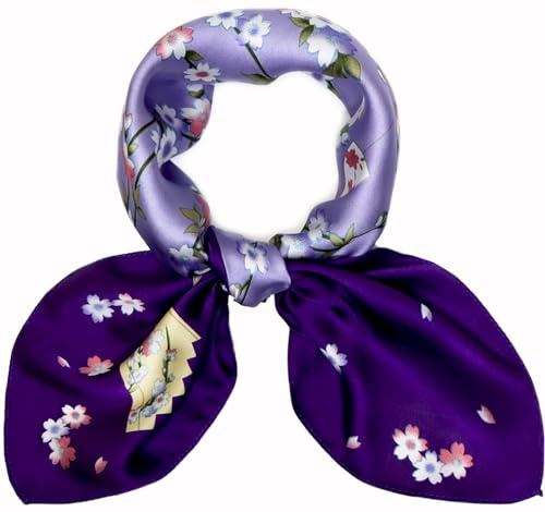 Seidentuch, 70 cm, quadratisch, Satin, Kopftuch, Halstuch, für Damen, zum Schlafen in der Nacht, 44, Violett, Medium
