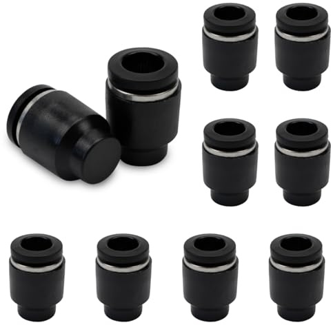 Bwintech 10 piezas Racor con tapón neumático de 8mm de diámetro exterior para tubos Push to Connect (PPF8)