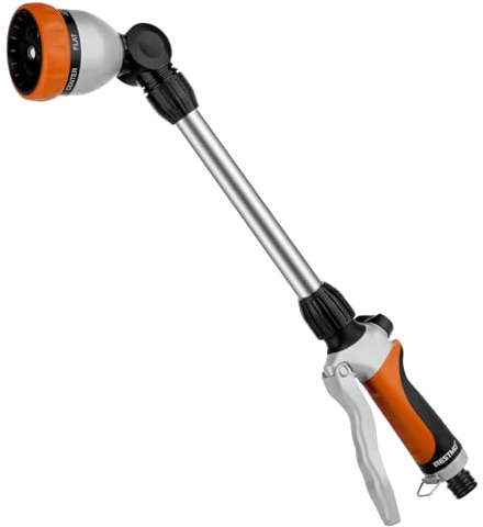 RESTMO Estesa Pistola per Irrigazione a 7 Modelli Regolabili,Pistola a Spruzzo con Testa Girevole a 180°,per Irrigazione di Piante, Lavaggio Auto, Doccia per Animali Domestici, Arancione