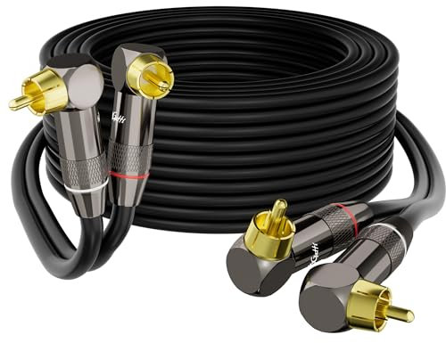 RCA-kabel i högervinkel 10 fot, 90 grader 2RCA till 2RCA stereoljudkabel, zinklegering skal, guldpläterad kontakt, 2 RCA ljudsladd, för hemmabio, subwoofer, HDTV, förstärkare, Hi-Fi-system, bil,