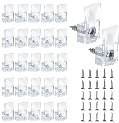 25Set Halterungen Für Glasscheiben, Spiegelhalter Glashalter Glasklemme Für Die Wandmontage Mit Schraubglas-Halterungsclips-Kit Spiegelclips Für Wände Und Feste Spiegel Kastentüren(2.1×1.3cm)
