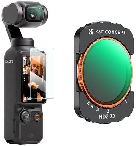 K&F Concept magnetisches ND Filter, kompatibel mit DJI Osmo Pocket 3, Variabler ND Filter ND2-ND32, 1-5 Blendenstufen Graufilter, Osmo Pocket 3 Zubehör, (Aluminiumrahmen)