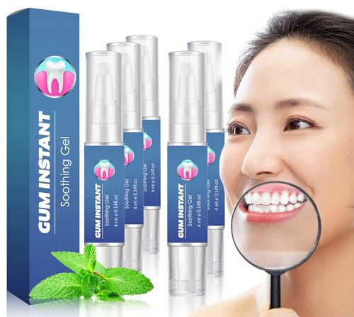 Gum Ease Zahnfleisch Gel, Gum Instant Soothing Gel 4ml, Hilft Bei geschwollenem und Schmerzhaftem Zahnfleisch, Reinigt Flecken, Zahnbelag und Hellt die Zähne Auf (5 Stück)