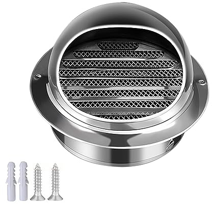 Acero Inoxidable Salida De Aire, Redonda Rejillas De Ventilación De Aire, 304 Acero Inoxidable Salida De Aire, Rejilla De Ventilacion Exterior, para Ventiladores De Baño, Extractores, Campa ( Color :