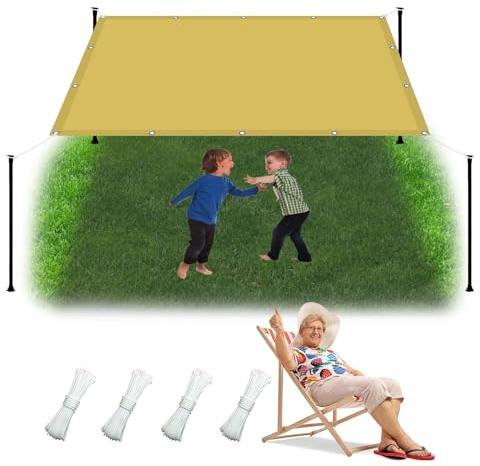 Sonnenschutz Segel 5.6 x 5.7 m Wasserdicht Sonnenschutz Balkon Reißfest UV-Schutz nach Mass Polyestergewebe Mit Seil Beschattungsnetz für Balkon Terrasse Garten, Creme Farben