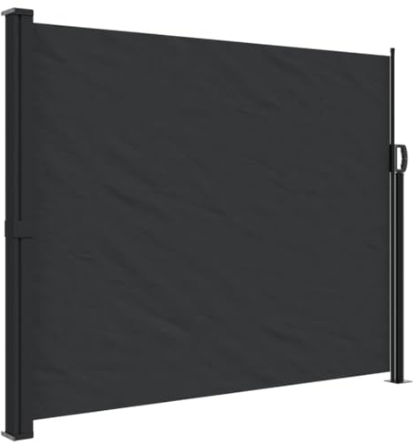 Gecheer Seitenmarkise Ausziehbar, Sonnenschutz Sichtschutz Windschutz Seitenwandmarkise Markise Balkon Garten Terrasse Schwarz 160x300 cm