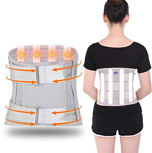 Ceinture de soutien auto-chauffante pour correcteur de posture lombaire dans le bas du dos avec plaque en aluminium et coussinet amovible pour soulager les douleurs à la taille, spasme, entorse