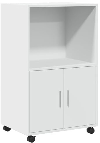 vidaXL Rollschrank, Büroschrank mit Stauraum, Aktenschrank für Wohnzimmer Büro, Bürocontainer Schrank Rollcontainer, Weiß Holzwerkstoff