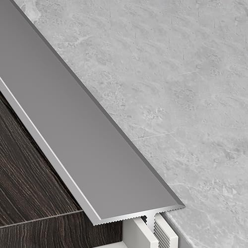 ZIMGOD Threshold Strip 1 Inch Threshold Transition Tape w/Track, Flat Flooring Edge Trim Strip for Doorways/Living Rooms/Kitchens, T Molding Laminate Floor Reducer(Gray)