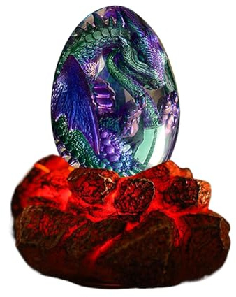 Miaoyak Lava Dragon Egg With Illuminated Base, Resin Dream Crystal Transparent Dragon Egg, Tabletop Crafts Exquisite Unique Gift