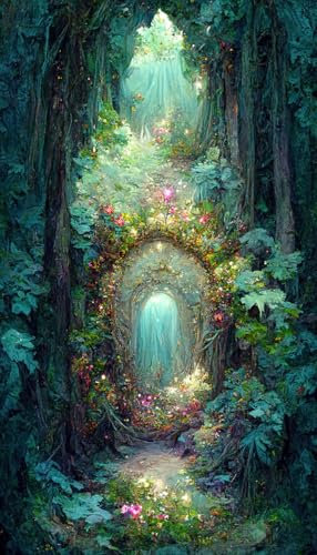 Lumalea - Papier peint panoramique Enfants Forêt enchantée - Largeur 325 cm x Hauteur 569 cm