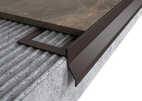 MINUTA PROFILI Profilo Gocciolatoio Balcone In Alluminio NOR Resistente Gocciolatoio Per Balconi Verniciato A Polvere Barra 2,7 M (Testa di Moro RAL 8019)